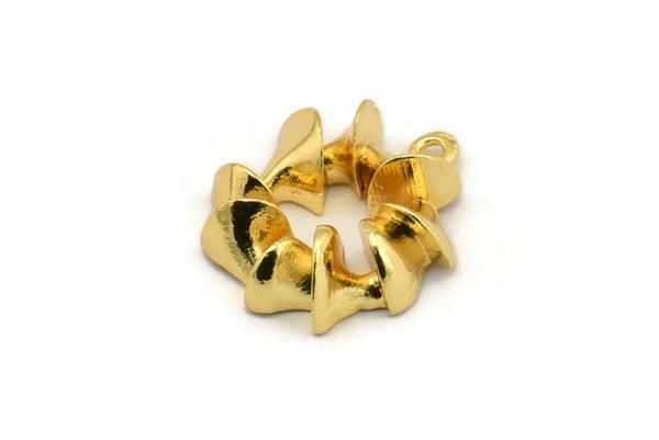 Gold Round Charm, Gold Plated Brass Round Charm With 1 Loop, Pendants, Earring Findings (22x19mm) N2135