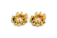 Gold Round Charm, Gold Plated Brass Round Charm With 1 Loop, Pendants, Earring Findings (22x19mm) N2135