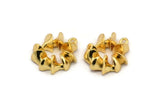 Gold Round Charm, Gold Plated Brass Round Charm With 1 Loop, Pendants, Earring Findings (22x19mm) N2135