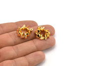Gold Round Charm, Gold Plated Brass Round Charm With 1 Loop, Pendants, Earring Findings (22x19mm) N2135
