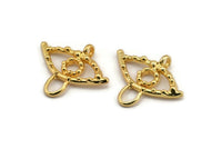 Gold Eye Charm, Gold Plated Brass Eye Shaped Charm With 1 Loop, Pendants, Earring Findings (27x32x3.5mm) N2141