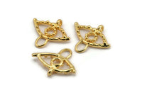 Gold Eye Charm, Gold Plated Brass Eye Shaped Charm With 1 Loop, Pendants, Earring Findings (27x32x3.5mm) N2141