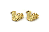 Gold Bird Charm, 2 Gold Plated Brass Chicken Charms With 1 Loop, Pendants, Earring Findings (11.5x16mm) N2114