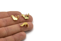 Gold Bird Charm, 2 Gold Plated Brass Chicken Charms With 1 Loop, Pendants, Earring Findings (11.5x16mm) N2114