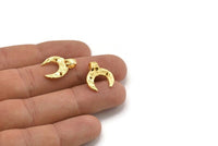Gold Moon Charm, 2 Gold Plated Brass Crescent Moon Charms With 1 Loop, Pendants, Earring Findings (18x15x1.2mm) N2128