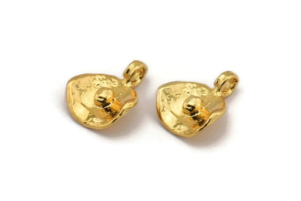 Gold Irregular Charm, 2 Gold Plated Brass Irregular Shaped Charms With 1 Loop (15x13mm) N2134
