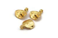 Gold Irregular Charm, 2 Gold Plated Brass Irregular Shaped Charms With 1 Loop (15x13mm) N2134