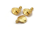 Gold Irregular Charm, 2 Gold Plated Brass Irregular Shaped Charms With 1 Loop (15x13mm) N2134