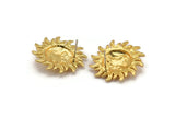 Gold Sun Earring, 2 Gold Plated Brass Sun Stud Earrings, Findings (26x26mm) N2137
