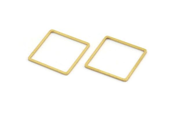 Square Brass Charm, 50 Raw Brass Square Connectors (18x0.80mm) Bs-1120