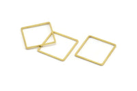 Square Brass Charm, 50 Raw Brass Square Connectors (18x0.80mm) Bs-1120