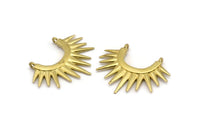 Brass Sunny Pendant, 2 Raw Brass Sunny Ethnic Pendants With 2 Loops, Findings, Charms (26.5x35.5x2.5mm) BS 2055