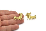 Brass Sunny Pendant, 2 Raw Brass Sunny Ethnic Pendants With 2 Loops, Findings, Charms (26.5x35.5x2.5mm) BS 2055