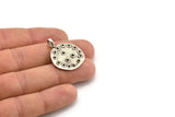 Silver Round Charm, 2 Antique Silver Plated Brass Round Charms With 1 Loop, Pendants, Earring Findings (31x24x1.5mm) N2138