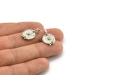 Silver Round Charm, 2 Antique Silver Plated Brass Round Charms With 1 Loop, Pendants, Earring Findings (21x13.5x2mm) N2132