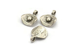 Silver Irregular Charm, 4 Antique Silver Plated Brass Irregular Shaped Charms With 1 Loop (15x13mm) N2134