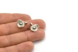 Silver Irregular Charm, 4 Antique Silver Plated Brass Irregular Shaped Charms With 1 Loop (15x13mm) N2134