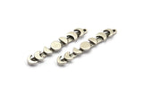 Moon Phases Charm, 2 Antique Silver Plated Brass Moon Phases Charms With 1 Loop, Earring Findings (43x7x3mm) N2130