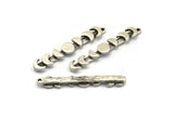 Moon Phases Charm, 2 Antique Silver Plated Brass Moon Phases Charms With 1 Loop, Earring Findings (43x7x3mm) N2130