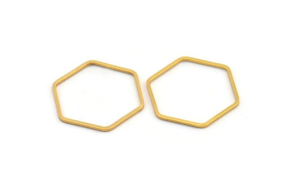 Gold Hexagon Charm, 6 Gold Plated Hexagon Rings (25x1mm) BS 1227 Q0264