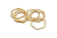 Gold Hexagon Charm, 6 Gold Plated Hexagon Rings (25x1mm) BS 1227 Q0264
