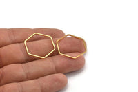 Gold Hexagon Charm, 6 Gold Plated Hexagon Rings (25x1mm) BS 1227 Q0264