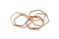 Rose Gold Hexagon Charm, 6 Rose Gold Plated Hexagon Rings (25x1mm) BS 1227 Q0264