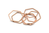 Rose Gold Hexagon Charm, 6 Rose Gold Plated Hexagon Rings (25x1mm) BS 1227 Q0264