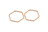 Rose Gold Hexagon Charm, 6 Rose Gold Plated Hexagon Rings (25x1mm) BS 1227 Q0264