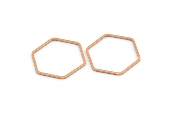 Rose Gold Hexagon Charm, 6 Rose Gold Plated Hexagon Rings (25x1mm) BS 1227 Q0264