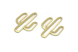 Brass Cactus Charms, 10 Raw Brass Cactus Connectors, Findings (28x20x0.70mm) M03384