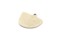 Semi Circle Charm, 8 Antique Silver Plated Brass Irregular Shaped Semi Circle Charms With 1 Loop, Pendant Charms (14x16x0.60mm) A3154