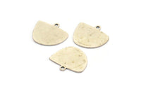 Semi Circle Charm, 8 Antique Silver Plated Brass Irregular Shaped Semi Circle Charms With 1 Loop, Pendant Charms (14x16x0.60mm) A3154