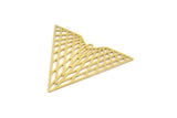 Brass Earring Charm , 10 Raw Brass Textured Triangle Earring Charms With 1 Hole Pendants, Findings (41x32mm) E462