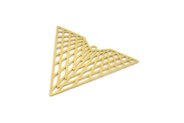 Brass Earring Charm , 10 Raw Brass Textured Triangle Earring Charms With 1 Hole Pendants, Findings (41x32mm) E462