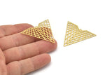 Brass Earring Charm , 10 Raw Brass Textured Triangle Earring Charms With 1 Hole Pendants, Findings (41x32mm) E462