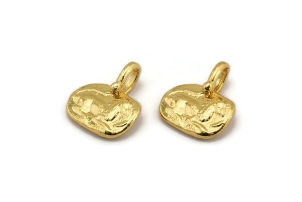 Gold Horse Charm, 2 Gold Plated Brass Horse Charms With 1 Loop, Pendants, Jewelry Findings (14x16mm) N2133