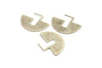 Geometric Earring Findings, 2 Textured Antique Silver Plated Brass Semi Circle Earring Findings (30x40x1mm) BS 1962 H0526