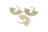 Geometric Earring Findings, 2 Textured Antique Silver Plated Brass Semi Circle Earring Findings (30x40x1mm) BS 1962 H0526