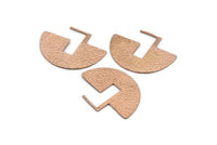 Geometrik Küpe Bulguları, 2 Gül Altın Kaplama Pirinç Yarım Daire Dokulu Küpe Bulguları (30x40x1mm) BS 1962 Q0598