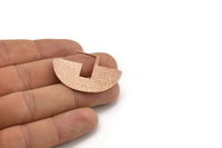 Geometrik Küpe Bulguları, 2 Gül Altın Kaplama Pirinç Yarım Daire Dokulu Küpe Bulguları (30x40x1mm) BS 1962 Q0598
