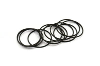 Black Circle Connectors - 25 Oxidized Brass Black Circle Connectors (30mm) Bs-1109 S597