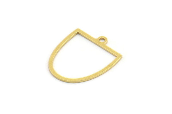 Brass D Shaped Charm, 50 Raw Brass D Shaped Charms With 1 Loop, Earrings, Findings (18x15x0.60mm) A4424