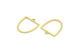 Brass D Shaped Charm, 50 Raw Brass D Shaped Charms With 1 Loop, Earrings, Findings (18x15x0.60mm) A4424