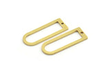 Brass D Shaped Charm, 24 Raw Brass D Shaped Charms With 1 Hole, Earrings, Findings (26x9x1mm) A4416