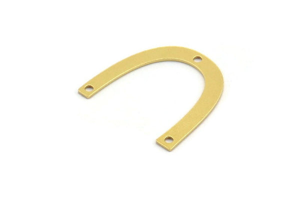 Brass Charm, 24 Raw Brass, Brass Pendants, Charm Pendants, U Shaped Charms, Brass Semi Circle Charms With 3 Holes (20x3x0.60mm) A4421