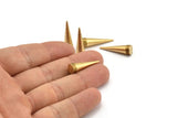 3 Raw Brass Spike Tribal Pendant (24x7mm) A0766