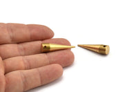 Spike Necklace Finding, 50 Raw Brass Long Spike Tribal Pendants (30x8mm) A0770