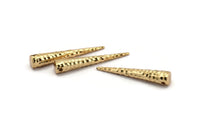 Gold Hammered Spike, 1 Gold Plated Brass Hammered Spike Tribal Pendants (37x6x1mm) N0158 Q0337