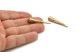 Gold Hammered Spike, 1 Gold Plated Brass Hammered Spike Tribal Pendants (37x6x1mm) N0158 Q0337